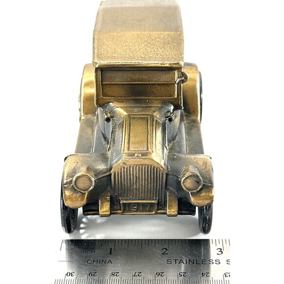 Vintage 1974 Banthrico 1917 Pierce Arrow Car Bank Die Cast Metal Bronze Chicago - Picture 3 of 6